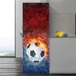 Autocollant de rfrigrateur de football de football 3d, couverture complte de porte, murale, sports ...