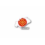 Autocollant sticker carte drapeau departement exterieur herault