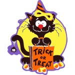 Autocollant sticker fete deco halloween macbook voiture chat bonbon sort trick