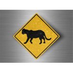 Autocollant sticker laptop panneau route safari attention panthere
