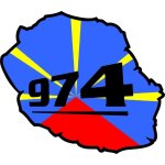 Autocollant sticker macbook laptop voiture moto reunion ile carte drapeau 974