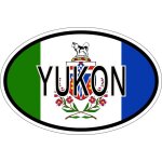 Autocollant sticker ovale oval drapeau code pays canada yukon