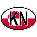 Autocollant sticker ovale oval drapeau code pays kn groenland