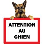 Autocollant sticker portail porte attention au chien berger allemand panneau