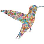 Autocollant sticker vinyl animaux silhouette fleur peace and love oiseau colibri