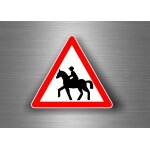 Autocollant sticker voiture moto attention chevaux cheval signalisation panneau