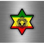 Autocollant sticker voiture rasta reggae one love lion drapeau jamaique ref19