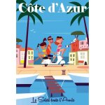 Cte d'azur - gary godel - scooter - 50x70cm - affiche / poster envoi roul