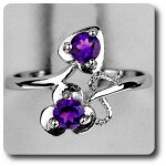 Bague amethyste argent 925 + plaqu or blanc 14 k.