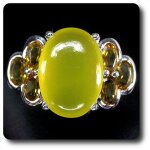 Bague calcedoine jaune & citrine argent 925 + plaqu or blanc 14 k.