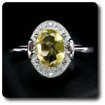 Bague citrine argent 925 + plaqu or blanc 14 k.