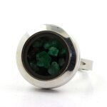 Bague emeraude brut. taille ajustable.