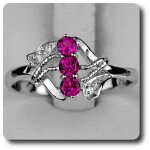 Bague grenat rhodolite rose & diamant argent 925 + plaqu� or blanc 14 k.