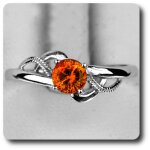 Bague grenat spessartite argent 925 + plaqu� or blanc 14 k.