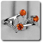 Bague grenat spessartite argent 925 + plaqu� or blanc 14 k.