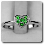 Bague grenat tsavorite argent 925 + plaqu� or blanc 14 k.