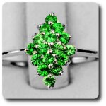 Bague grenat tsavorite argent 925 + plaqu� or blanc 14 k.
