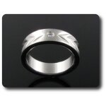 Bague homme acier + 1x2 mm diamant cz. Bague homme acier + 1x2 mm diamant cz.