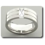 Bague homme acier + 1x8 mm diamant cz. Bague homme acier + 1x8 mm diamant cz.