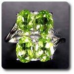 Bague peridot argent 925 + plaqu or blanc 14 k.