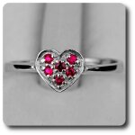 Bague rubis argent 925 + plaqu or blanc 14 k.