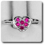 Bague rubis argent 925 + plaqu or blanc 14 k.