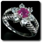 Bague rubis & topaze argent 925 + plaqué or blanc 14 k. Bague rubis & topaze argent 925 + plaqué or blanc 14 k.