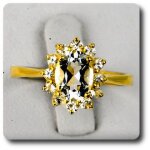 Bague topaze & saphir blanc argent 925 + plaqué or 18 carats. Bague topaze & saphir blanc argent 925 + plaqué or 18 carats.