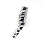 Bande blanche washi avec boutons de piano, autocollants, scrapbooking, masquage, fournitures scolaires ...
