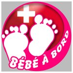 B�b� a bord suisse fille - 10cm - sticker / autocollant