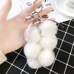 Blanc1 - cls pompon en fausse fourrure de lapin pour femmes, boule de fruits, pendentif pour sac de ...