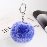 Bleu blanc1 - pompons en fausse fourrure de lapin pour femmes, 13 couleurs, cls de voiture, pendentif, ...