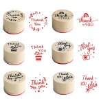 Bois merci tampon 6pcs sceau en bois caoutchouc scells carte papier artisanat