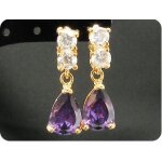 Boucles d'oreille amethyste 2x10 mm plaqué or 18 k. Boucles d'oreille amethyste 2x10 mm plaqué or 18 k.