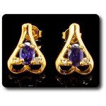 Boucles d'oreille amethyste 2x7 mm plaqué or 18 k. Boucles d'oreille amethyste 2x7 mm plaqué or 18 k.