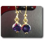 Boucles d'oreille amethyste 2x7 mm plaqué or 18 k. Boucles d'oreille amethyste 2x7 mm plaqué or 18 k.