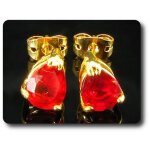 Boucles d'oreille rubis 2x8 mm plaqu� or 18 k.