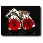 Boucles d'oreille rubis 2x8 mm plaqu� or blanc 18 k.
