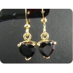 Boucles d'oreille saphir noir 2x6 mm plaqu� or 18 k.
