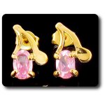 Boucles d'oreille saphir rose 2x7 mm plaqué or 18 k. Boucles d'oreille saphir rose 2x7 mm plaqué or 18 k.