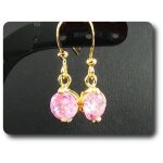 Boucles d'oreille saphir rose 2x7 mm plaqué or 18 k. Boucles d'oreille saphir rose 2x7 mm plaqué or 18 k.