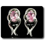 Boucles d'oreille saphir rose 2x7 mm plaqué or blanc 18 k. Boucles d'oreille saphir rose 2x7 mm plaqué or blanc 18 k.