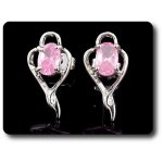 Boucles d'oreille saphir rose 2x7 mm plaqué or blanc 18 k. Boucles d'oreille saphir rose 2x7 mm plaqué or blanc 18 k.