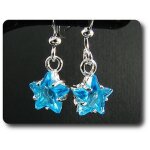 Boucles d'oreille topaze bleu 2x8 mm plaqué or blanc 18 k. Boucles d'oreille topaze bleu 2x8 mm plaqué or blanc 18 k.