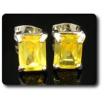 Boucles d'oreille topaze jaune 2x8 mm plaqué or blanc 18 k. Boucles d'oreille topaze jaune 2x8 mm plaqué or blanc 18 k.