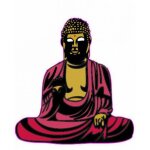 Bouddha couleur - autocollant sticker adh�sif logo 2 - taille : 8 cm