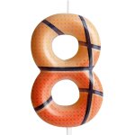 Bougie de 8e anniversaire marron sur le thme du basket - ball - dcoration de gteau d'anniversaire ...
