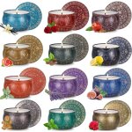 Bougies d'aromathrapie cadeau, lot de 12 en cire de soja parfume naturelle jusqu' 240 heures de combustion ...