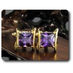 Boutons de manchettes pour femme 2x10 mm amthyste plaqu or 18 k.