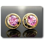 Boutons de manchettes pour femme 2x14 mm saphir rose plaqu or 18 k.